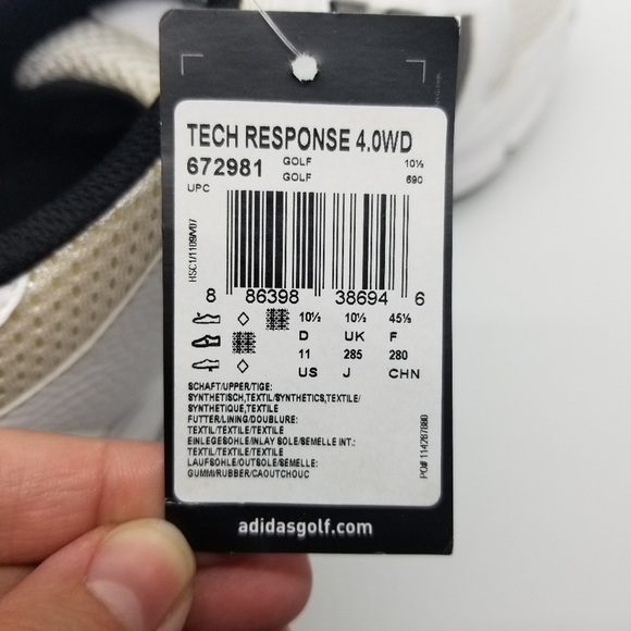 NWT Adidas Tech Response 4.0 White/White/Dark Silver Metallic golf cleats US 11 - Picture 9 of 12
